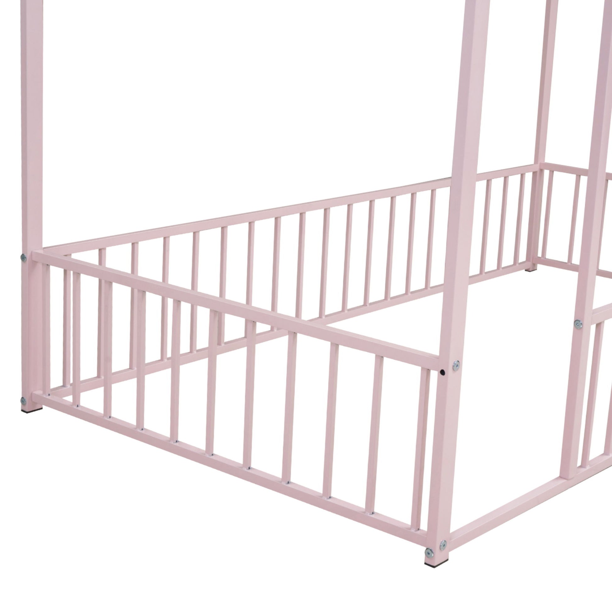 Metal Bed House Bed Frame With Fence - The Sleep Loft - Online Mattress Showroom NYC