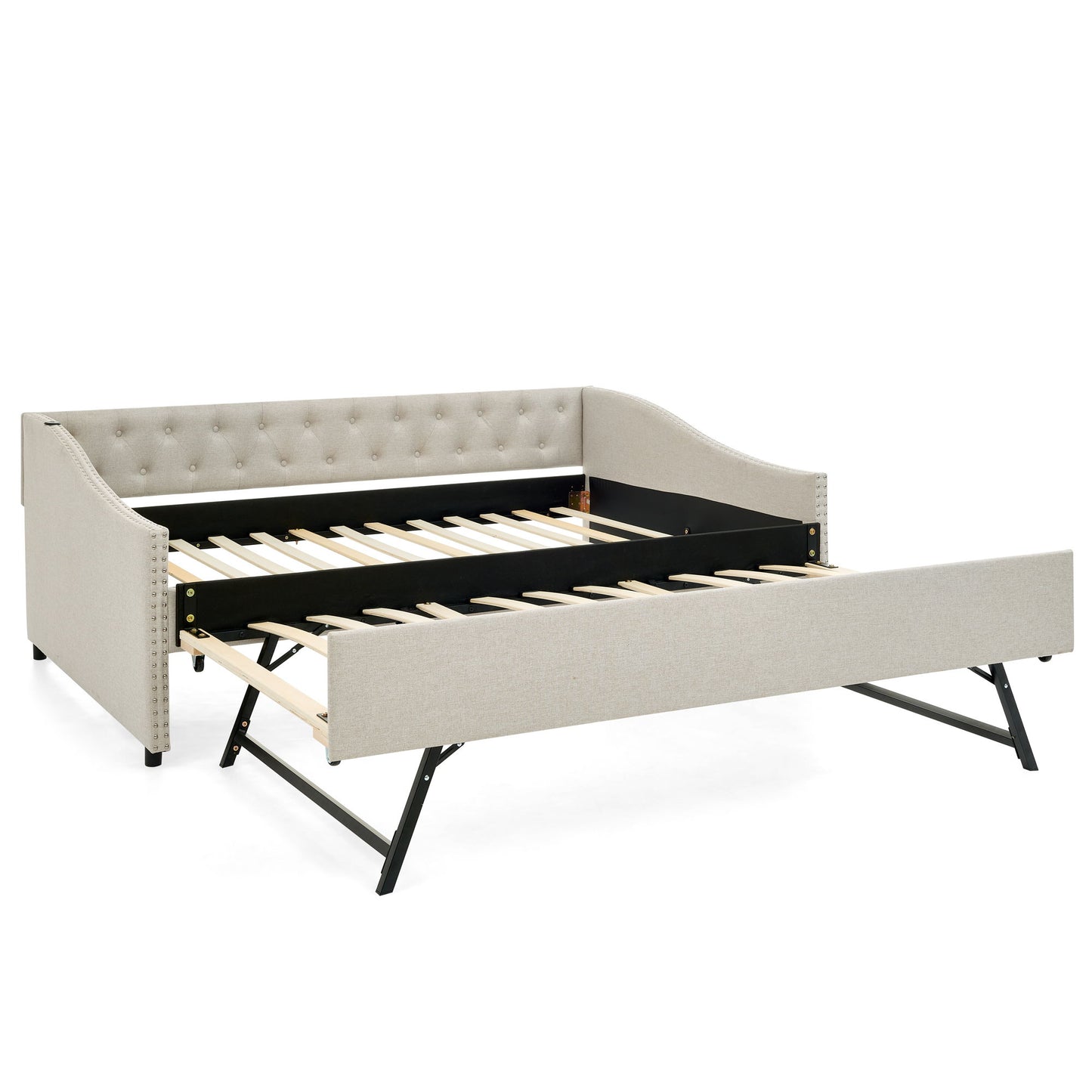 Upholstered Daybed With USB Charging & Pull Out Bed - The Sleep Loft - Online Mattress Showroom NYC