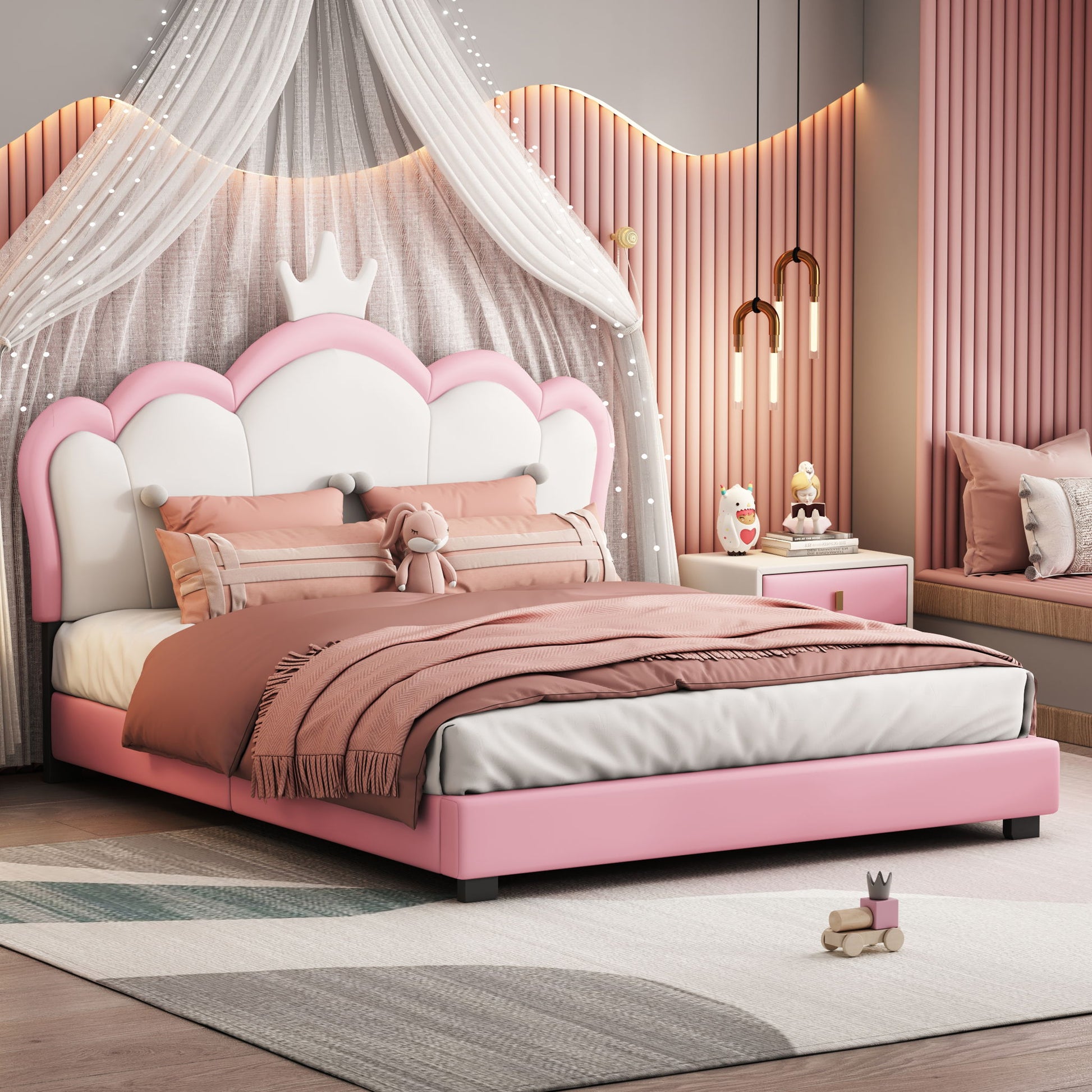 Upholstered Princess Platform Bed With Crown Headboard - The Sleep Loft - Online Mattress Showroom NYC