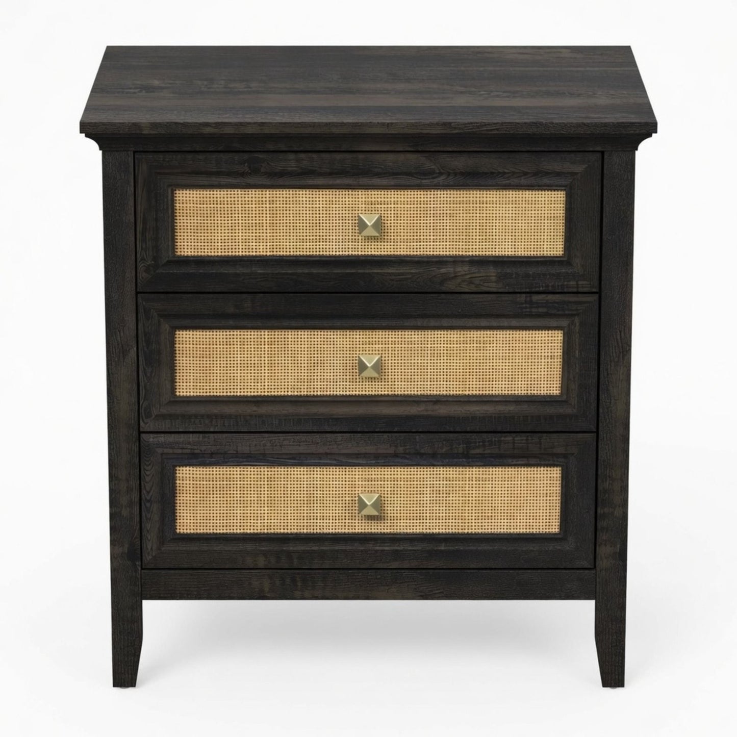 Nightstand With 3 Drawers, Tall End Table - Brown