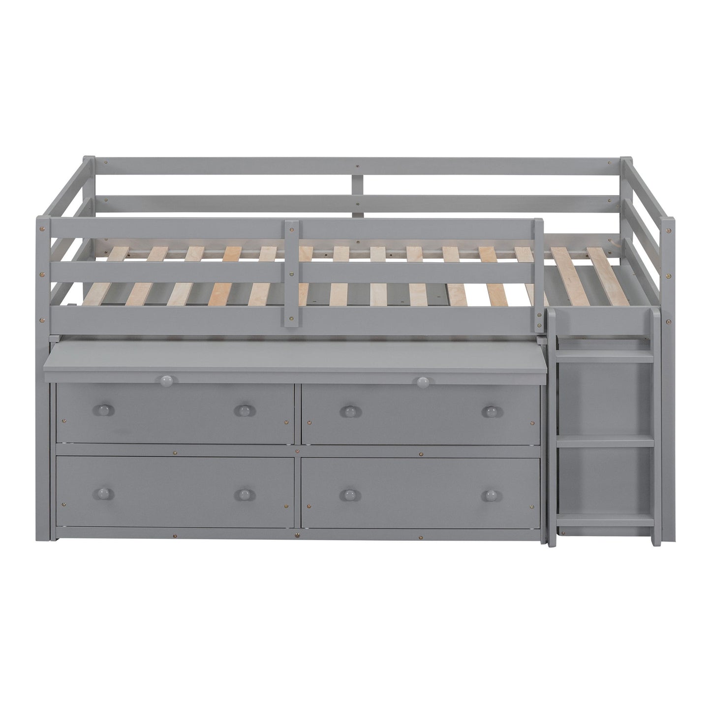 Loft Bed With Retractable Writing Desk And 4 Drawers, With Lateral Portable Desk And Shelves - The Sleep Loft - Online Mattress Showroom NYC