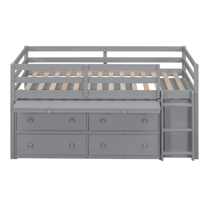 Loft Bed With Retractable Writing Desk And 4 Drawers, With Lateral Portable Desk And Shelves - The Sleep Loft - Online Mattress Showroom NYC