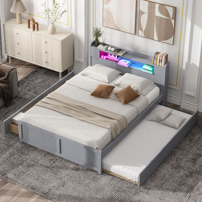 Storage Platform Bed With LED Lights, 2 Drawers And Trundle - The Sleep Loft - Online Mattress Showroom NYC