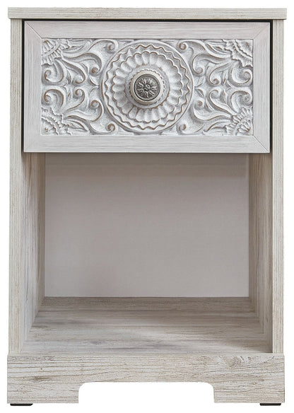 Paxberry - One Drawer Night Stand - Whitewash - The Sleep Loft - Online Mattress Showroom NYC