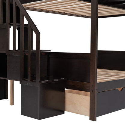 Bunk Bed With Shelfs, Storage Staircase And 2 Drawers - The Sleep Loft - Online Mattress Showroom NYC