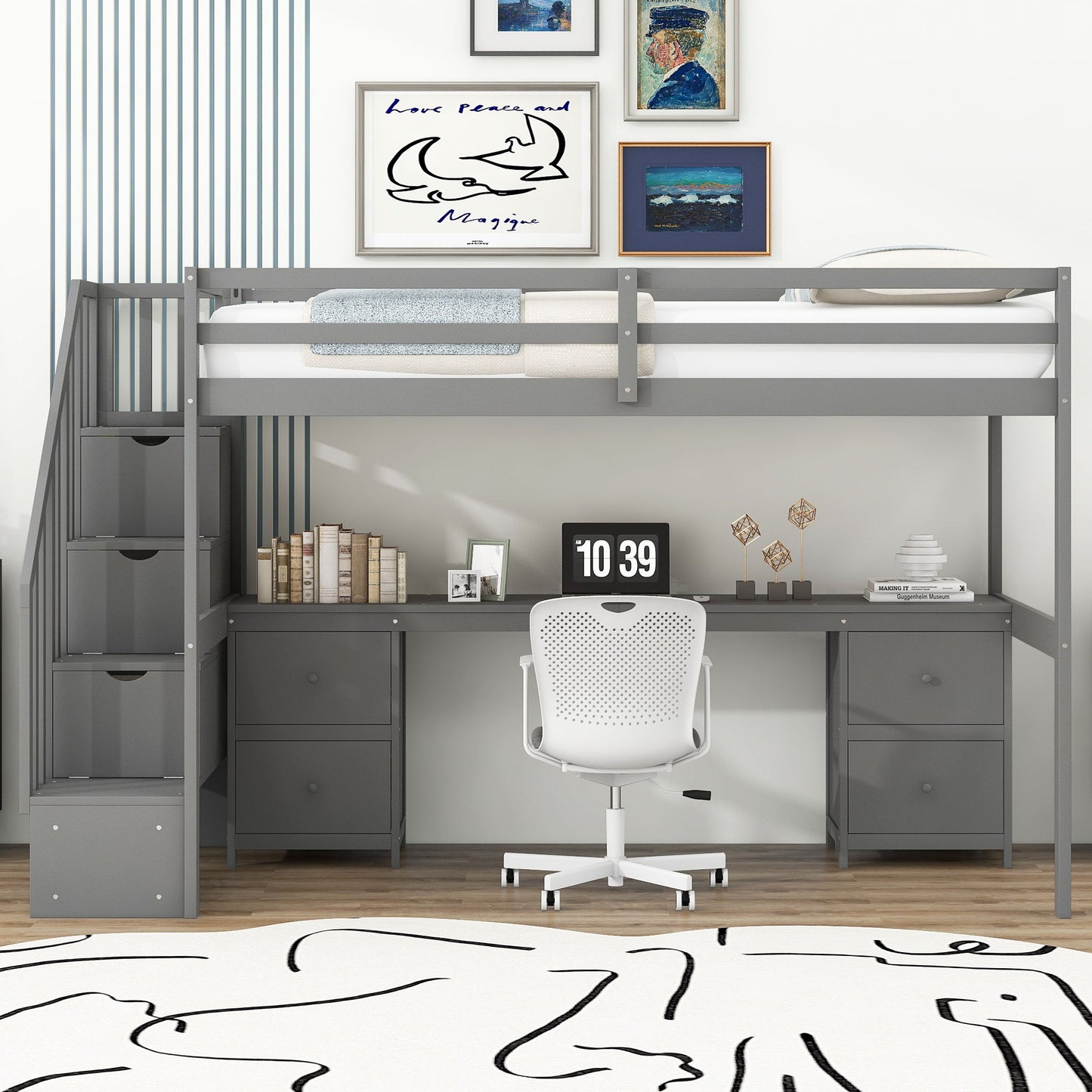 Loft Bed Frame With Built In Desk And Double Storage Drawers - The Sleep Loft - Online Mattress Showroom NYC