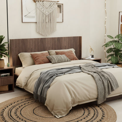 Modern Wide Wall Mounted Fluted Panel Headboard - The Sleep Loft - Online Mattress Showroom NYC