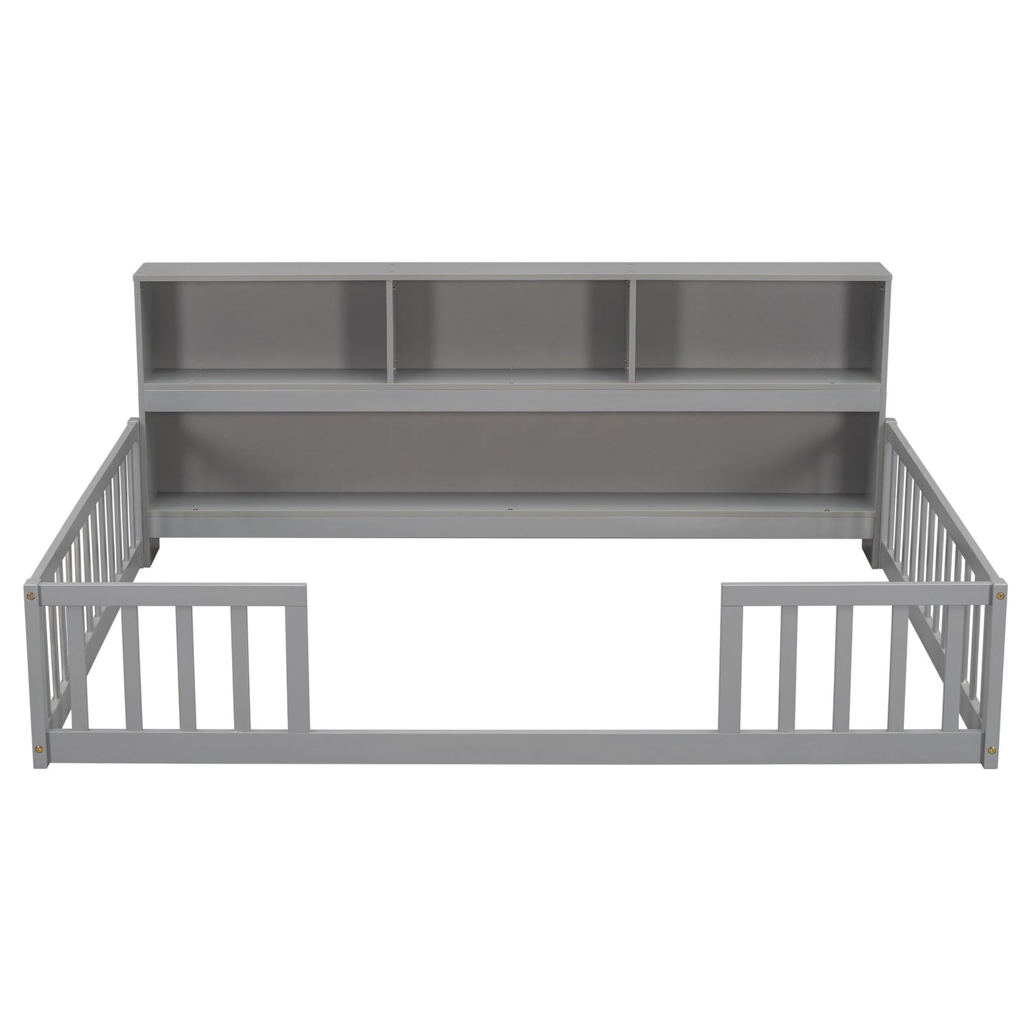 Floor Bed With Side Bookcase, Shelves, Guardrails - The Sleep Loft - Online Mattress Showroom NYC