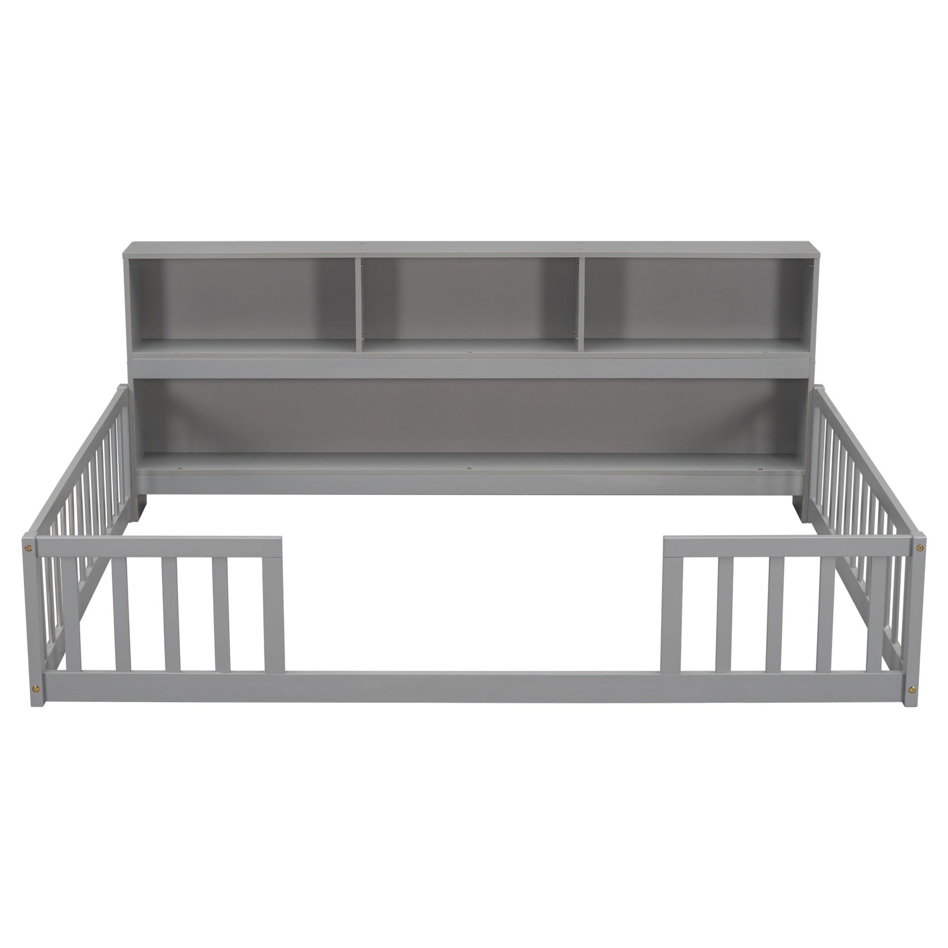 Floor Bed With Side Bookcase, Shelves, Guardrails - The Sleep Loft - Online Mattress Showroom NYC