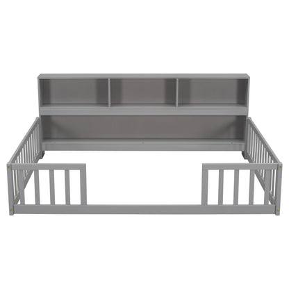 Floor Bed With Side Bookcase, Shelves, Guardrails - The Sleep Loft - Online Mattress Showroom NYC