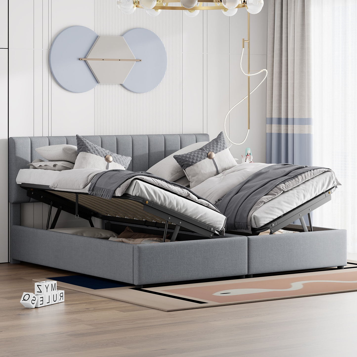 Upholstered Platform Bed With A Hydraulic Storage System - The Sleep Loft - Online Mattress Showroom NYC