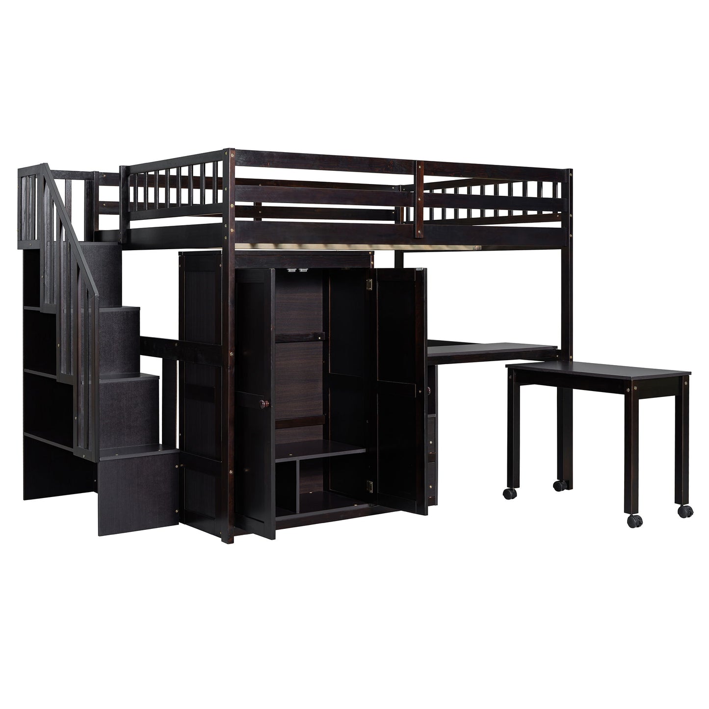 Loft Bed With Stairs, Bookshelf, Drawers, Desk & Wardrobe, Space Saving Multifunctional Furniture - The Sleep Loft - Online Mattress Showroom NYC