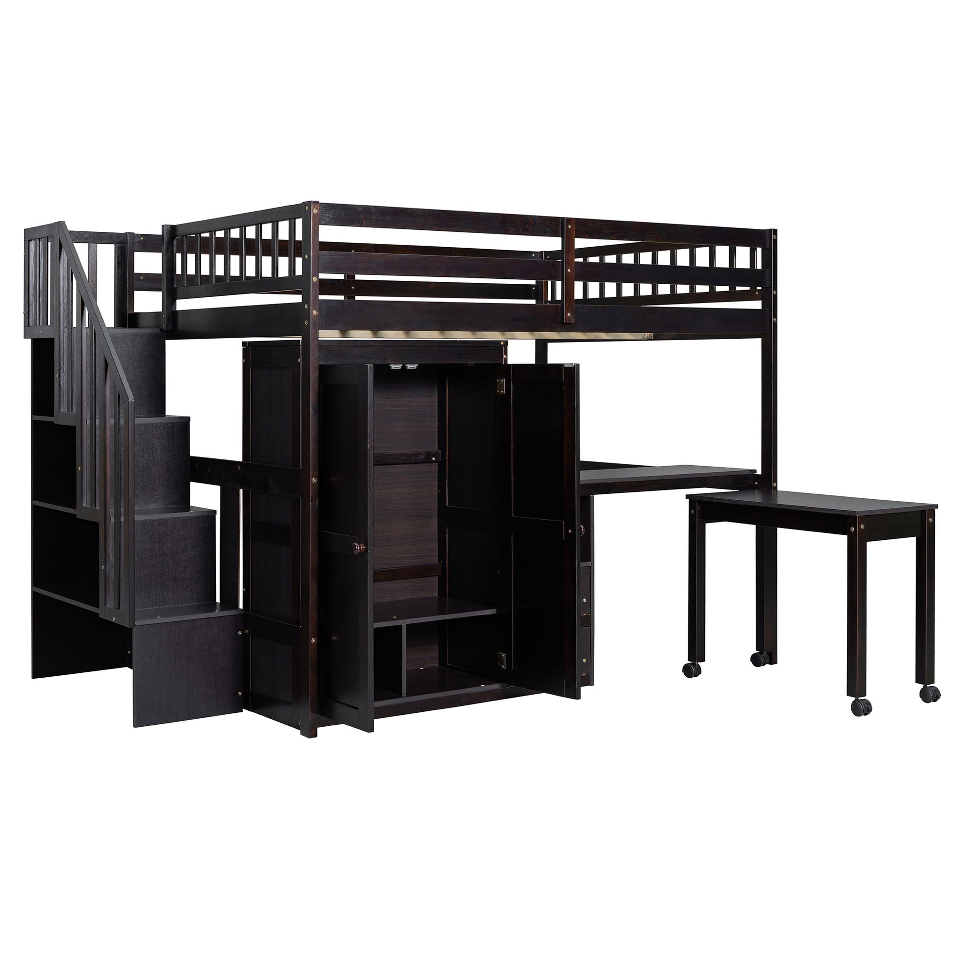 Loft Bed With Stairs, Bookshelf, Drawers, Desk & Wardrobe, Space Saving Multifunctional Furniture - The Sleep Loft - Online Mattress Showroom NYC