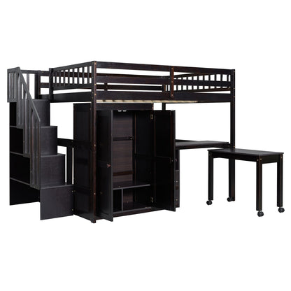 Loft Bed With Stairs, Bookshelf, Drawers, Desk & Wardrobe, Space Saving Multifunctional Furniture - The Sleep Loft - Online Mattress Showroom NYC