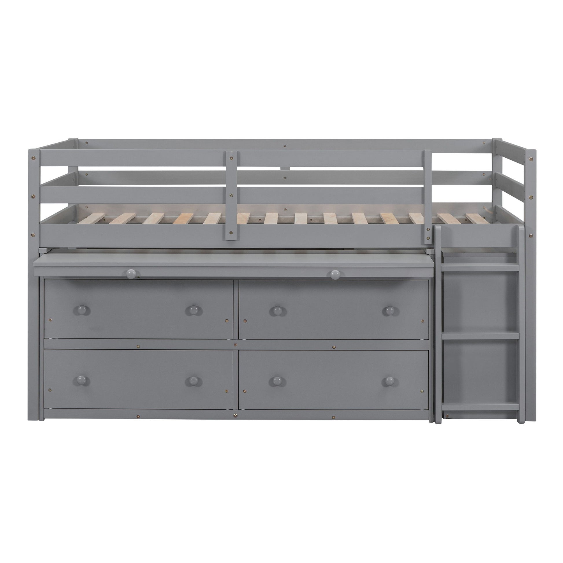 Loft Bed With Retractable Writing Desk And 4 Drawers, With Lateral Portable Desk And Shelves - The Sleep Loft - Online Mattress Showroom NYC