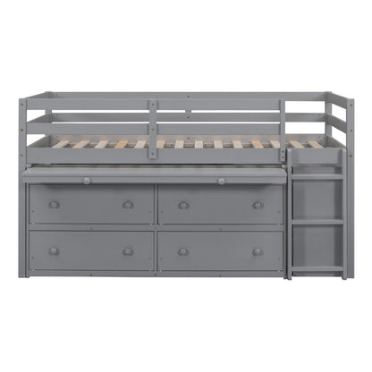 Loft Bed With Retractable Writing Desk And 4 Drawers, With Lateral Portable Desk And Shelves - The Sleep Loft - Online Mattress Showroom NYC