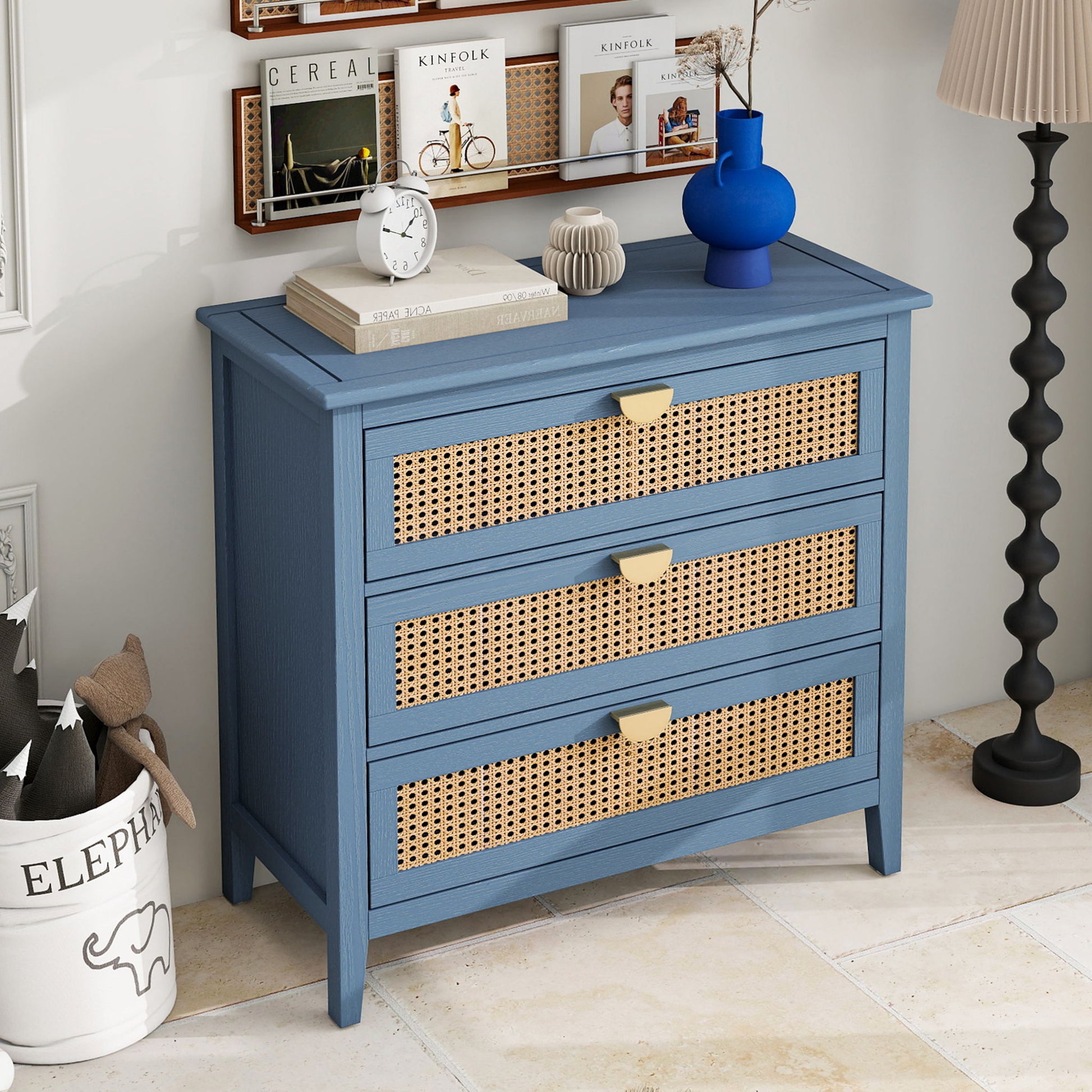 3 Drawer Cabinet, Natural Rattan, American Furniture - The Sleep Loft - Online Mattress Showroom NYC