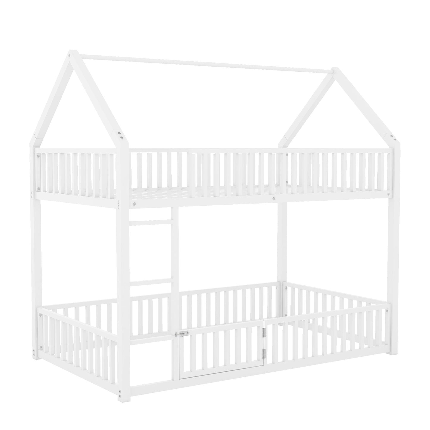 Metal House Bunk Bed With Fence And Door - The Sleep Loft - Online Mattress Showroom NYC