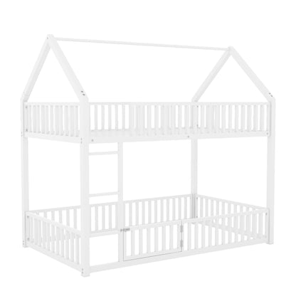 Metal House Bunk Bed With Fence And Door - The Sleep Loft - Online Mattress Showroom NYC