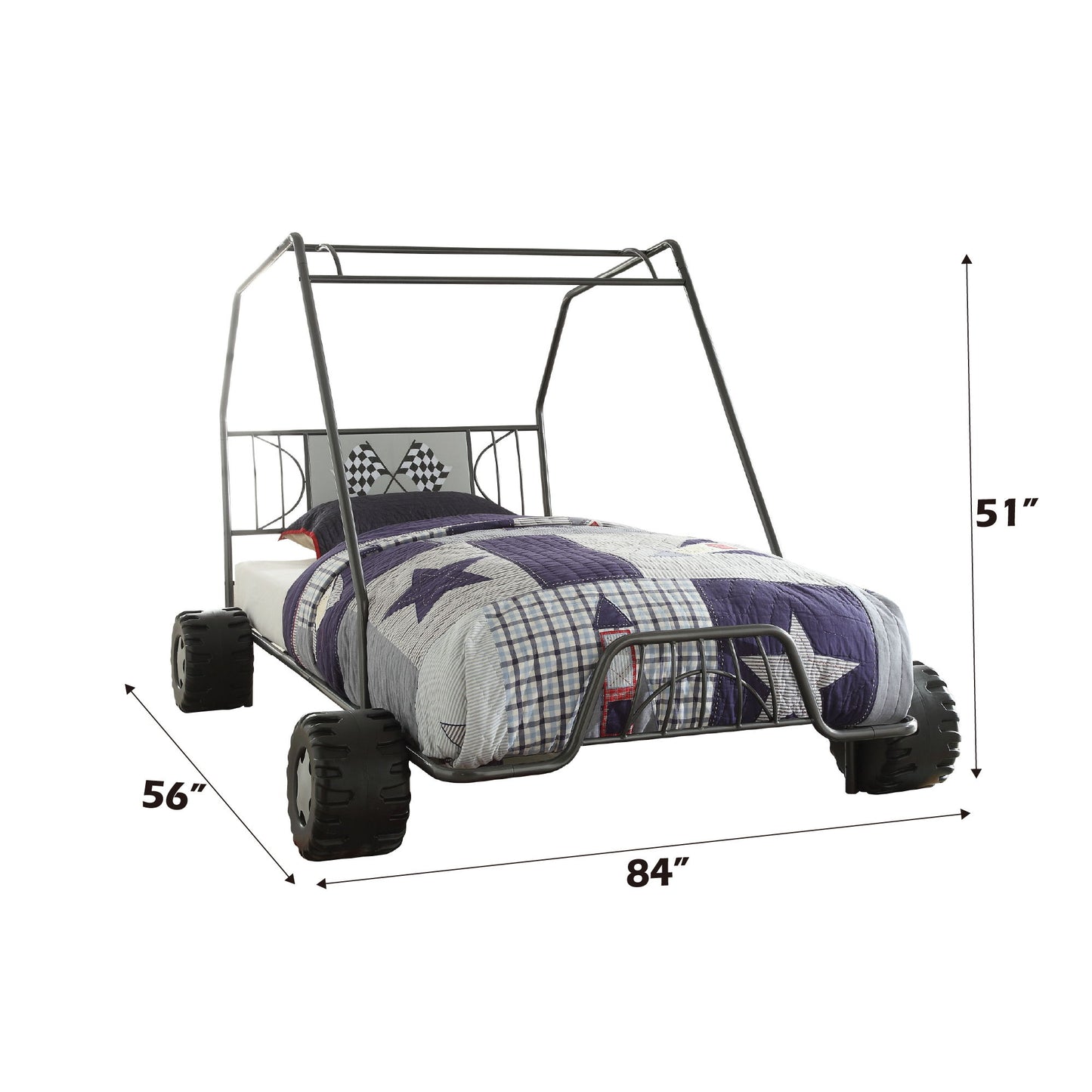 Xander - Twin Go Kart Bed - Gunmetal - The Sleep Loft - Online Mattress Showroom NYC