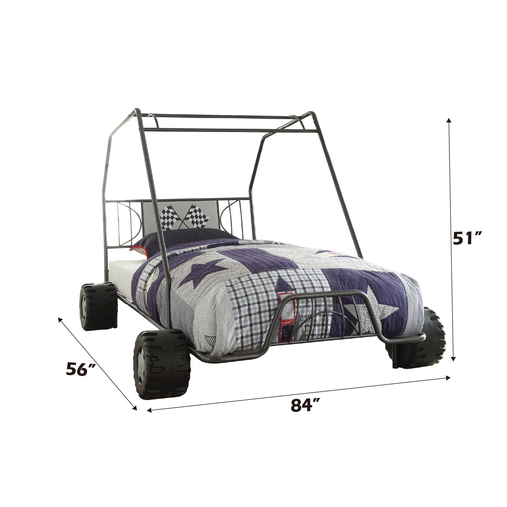 Xander - Twin Go Kart Bed - Gunmetal - The Sleep Loft - Online Mattress Showroom NYC