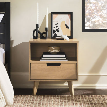 Modern 1 Drawer Nightstand With Open Cubby - The Sleep Loft - Online Mattress Showroom NYC