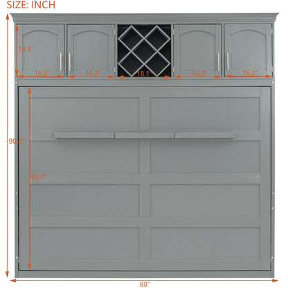 Murphy Wall Bed With Top Cabinets & Wine Rack - The Sleep Loft - Online Mattress Showroom NYC