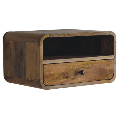 Curved Upper Slot Floating Nightstand - The Sleep Loft - Online Mattress Showroom NYC