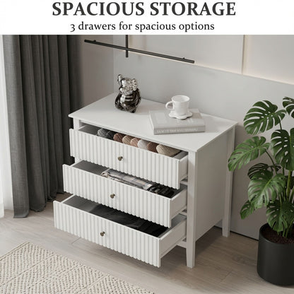 3 Drawer Nightstand, Wide With Soft Close Slides - White