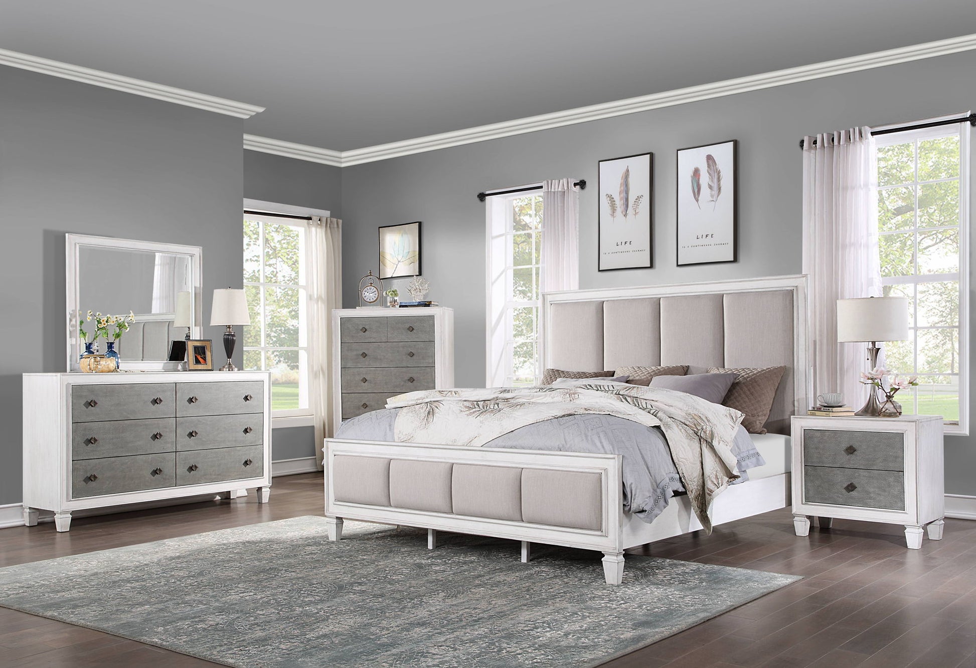 Katia - Weathered Night Stand - Gray / White - The Sleep Loft - Online Mattress Showroom NYC