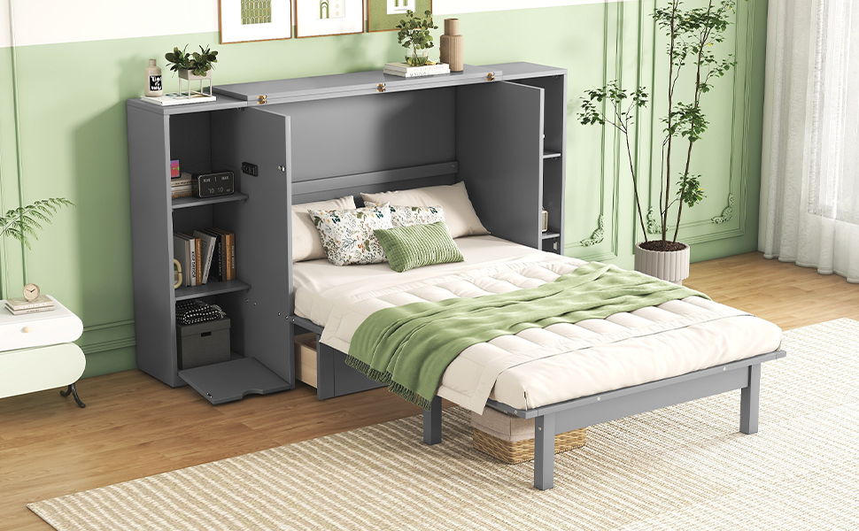 Murphy Bed With Shelves, Drawers And USB Ports - The Sleep Loft - Online Mattress Showroom NYC
