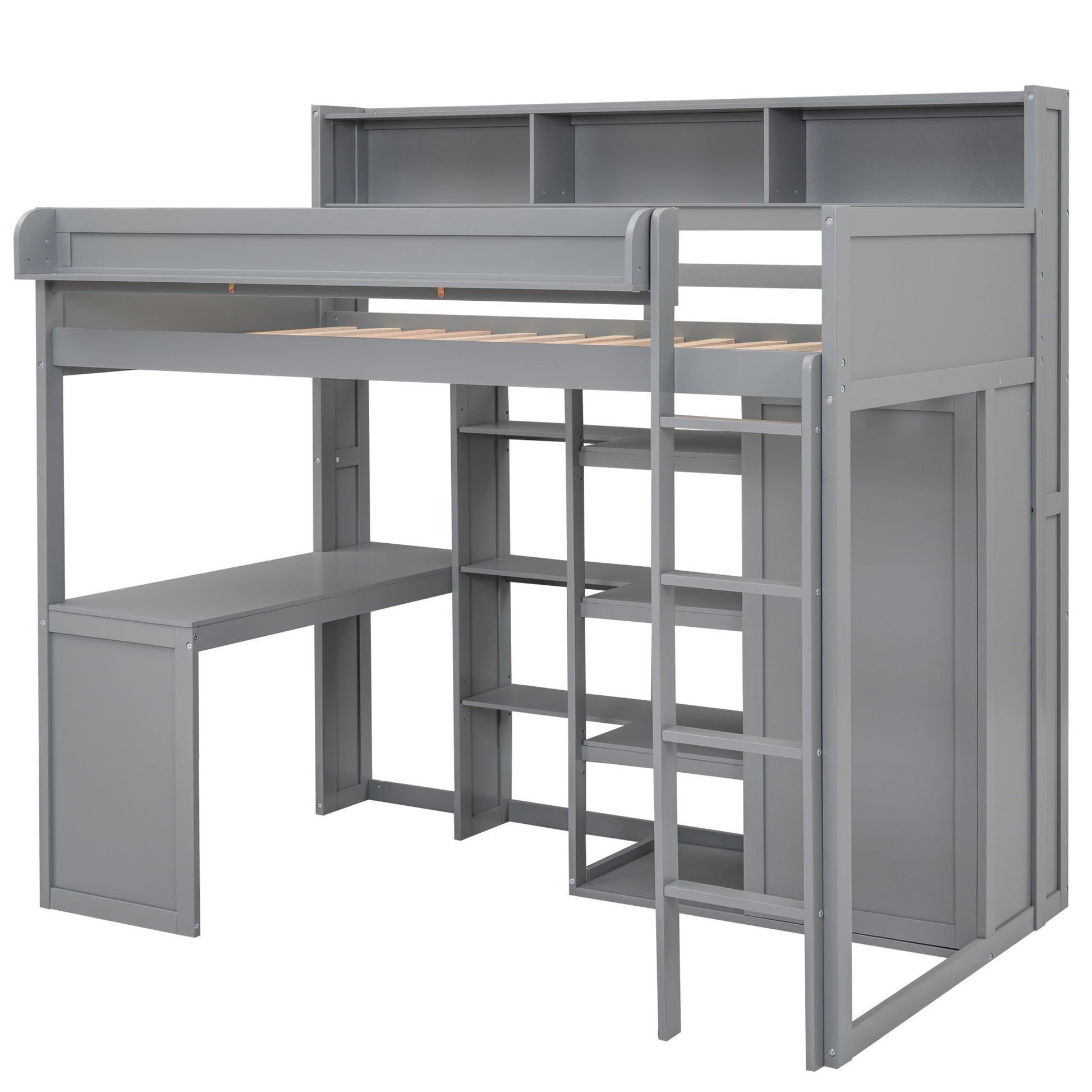 Loft Bed With Built In Desk, Storage Shelves, And Wardrobe - The Sleep Loft - Online Mattress Showroom NYC