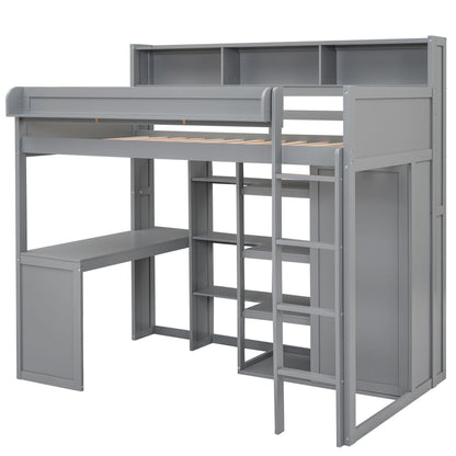 Loft Bed With Built In Desk, Storage Shelves, And Wardrobe - The Sleep Loft - Online Mattress Showroom NYC