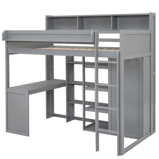 Loft Bed With Built In Desk, Storage Shelves, And Wardrobe - The Sleep Loft - Online Mattress Showroom NYC