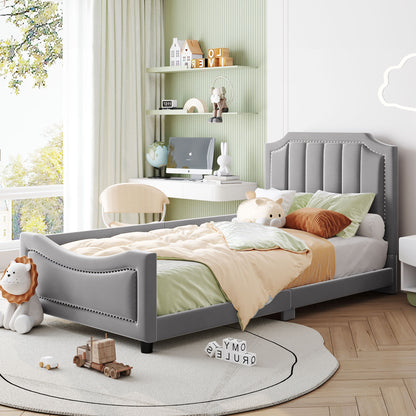 Upholstered Daybed With Classic Stripe Shaped Headboard - The Sleep Loft - Online Mattress Showroom NYC