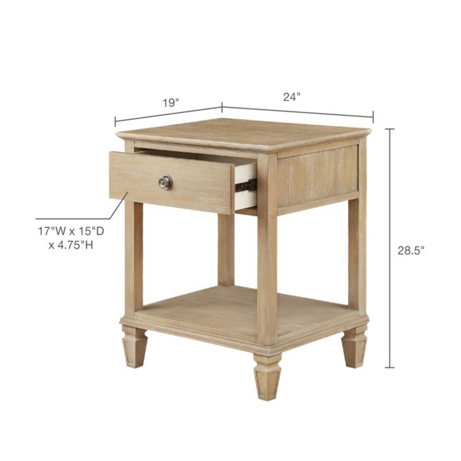 Victoria - Bedside Table With Drawer And Shelf - The Sleep Loft - Online Mattress Showroom NYC