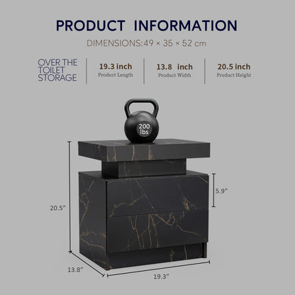 Nightstand LED, Bedside Table Cabinet With 2 Drawers For Bedroom - The Sleep Loft - Online Mattress Showroom NYC