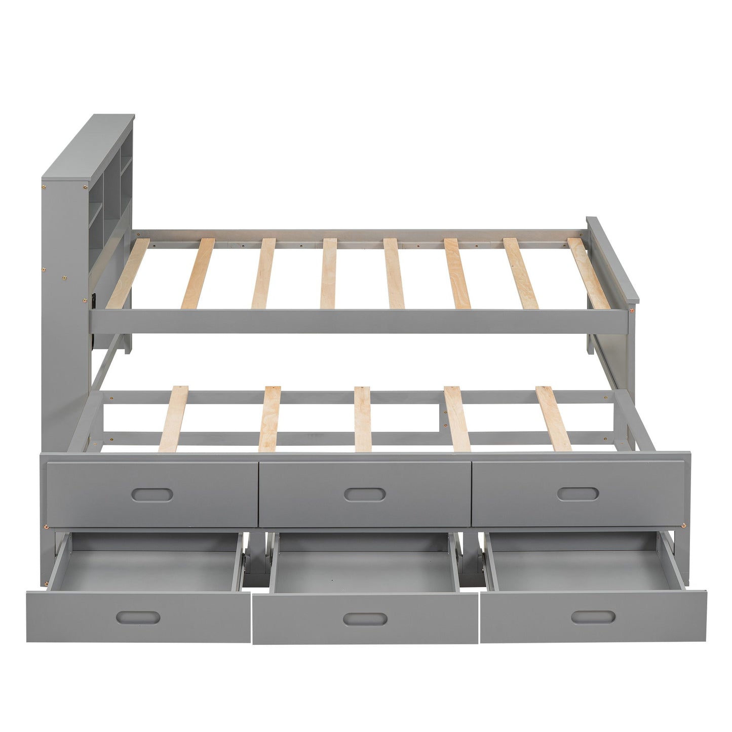 Platform Bed With Storage Headboard, USB, Trundle And 3 Drawers - The Sleep Loft - Online Mattress Showroom NYC