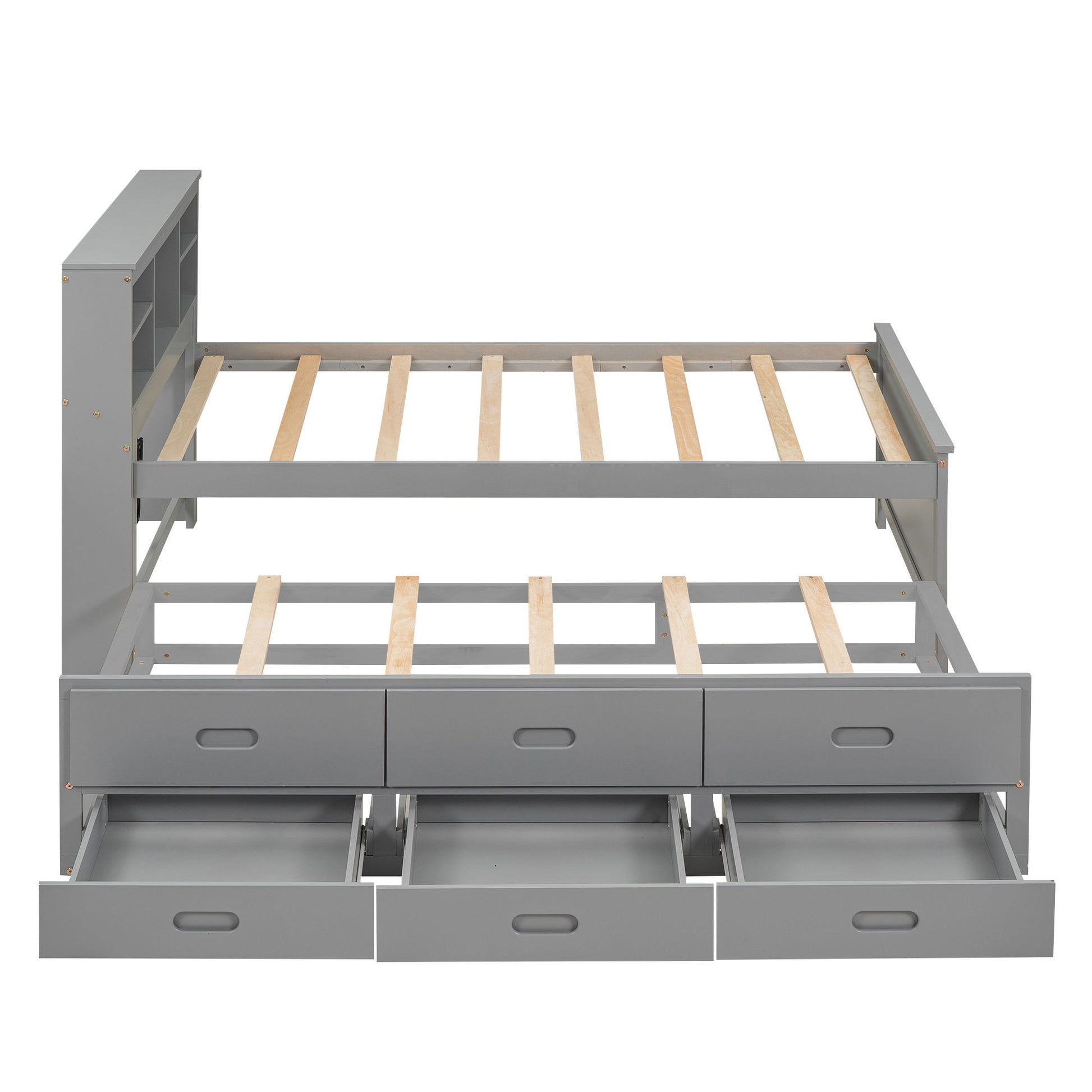 Platform Bed With Storage Headboard, USB, Trundle And 3 Drawers - The Sleep Loft - Online Mattress Showroom NYC