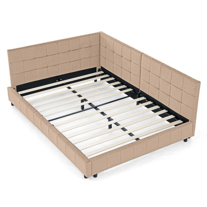 Mid-Century Storage Upholstered Tufted Bed Frame With Backrest And Armrests - The Sleep Loft - Online Mattress Showroom NYC