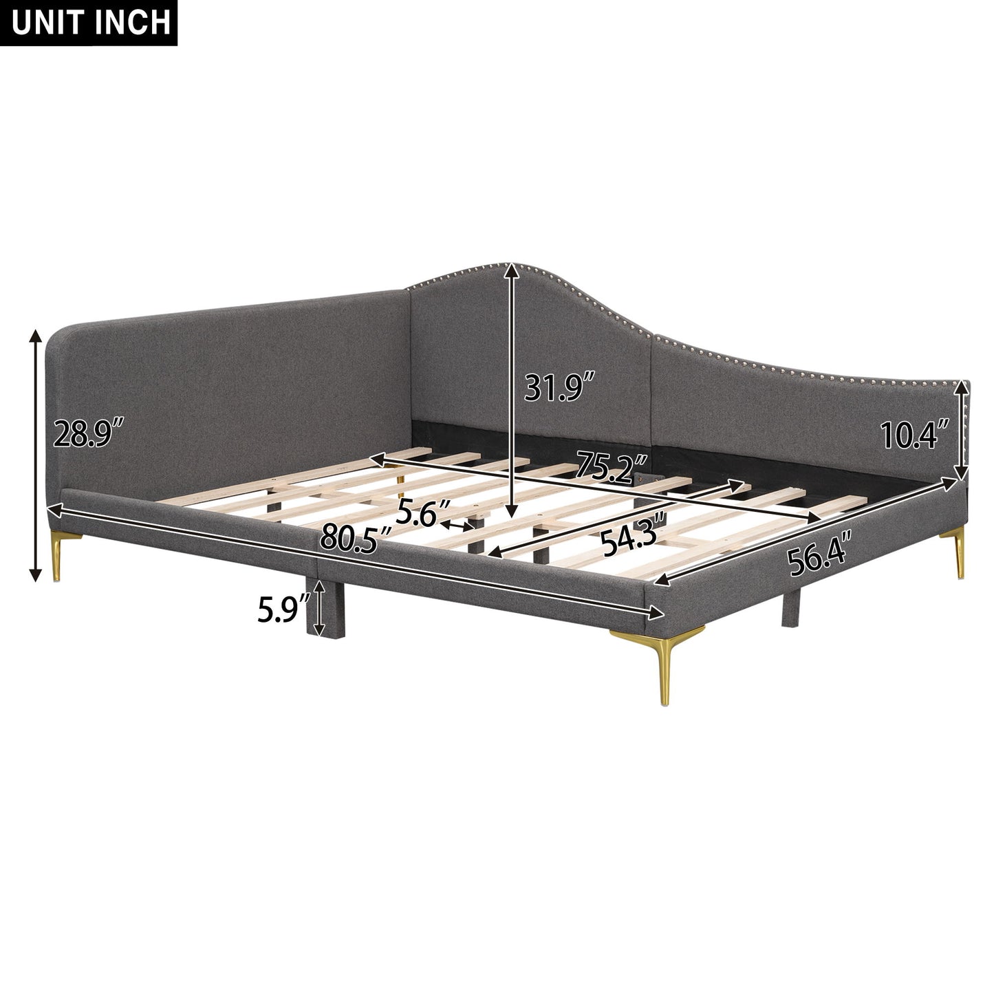Upholstered Daybed With Headboard And Armrest, Support Legs - The Sleep Loft - Online Mattress Showroom NYC