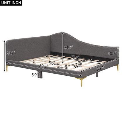Upholstered Daybed With Headboard And Armrest, Support Legs - The Sleep Loft - Online Mattress Showroom NYC
