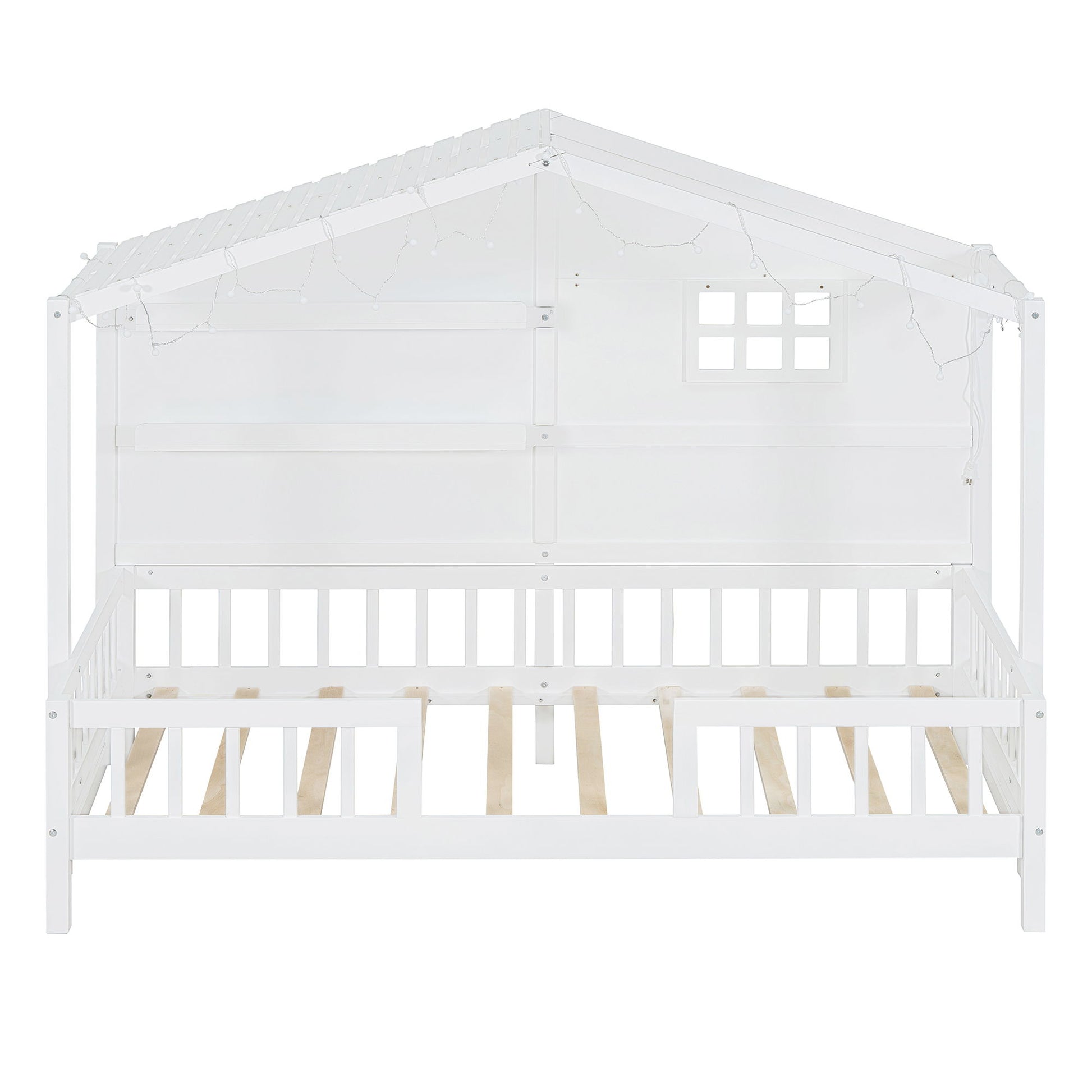 House Bed With Shelves, Window And Sparkling Light Strip On The Roof - The Sleep Loft - Online Mattress Showroom NYC
