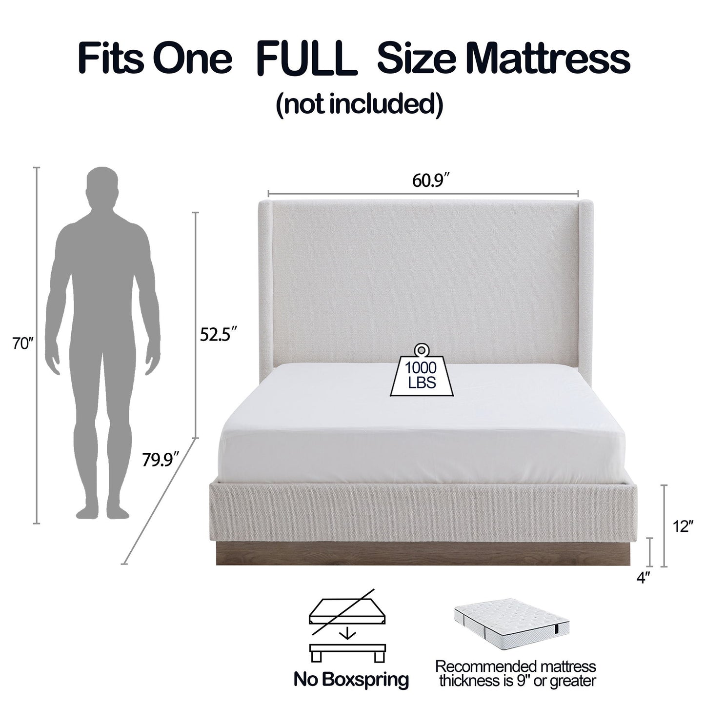 Hosford - Minimalist Upholstered Wingback Bed - The Sleep Loft - Online Mattress Showroom NYC