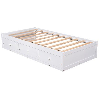 Twin Size Platform Storage Bed With 3 Drawers - White - The Sleep Loft - Online Mattress Showroom NYC