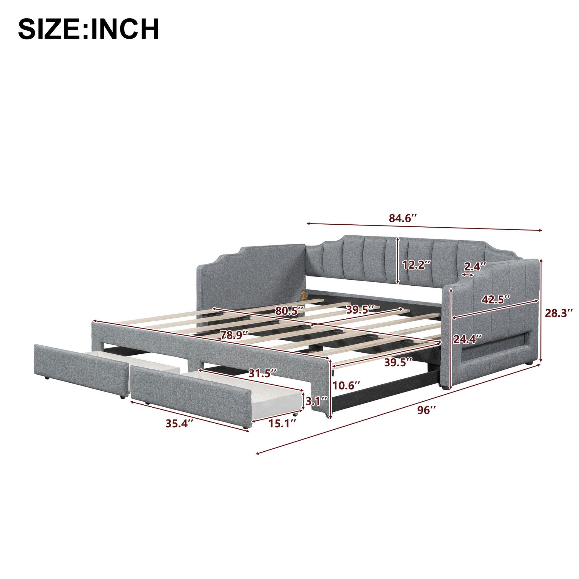Extendable Daybed With LED Light And 2 Storage Drawers - The Sleep Loft - Online Mattress Showroom NYC