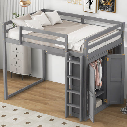 Loft Bed With Built In Wardrobe, Storage Shelves, And LED Light - The Sleep Loft - Online Mattress Showroom NYC