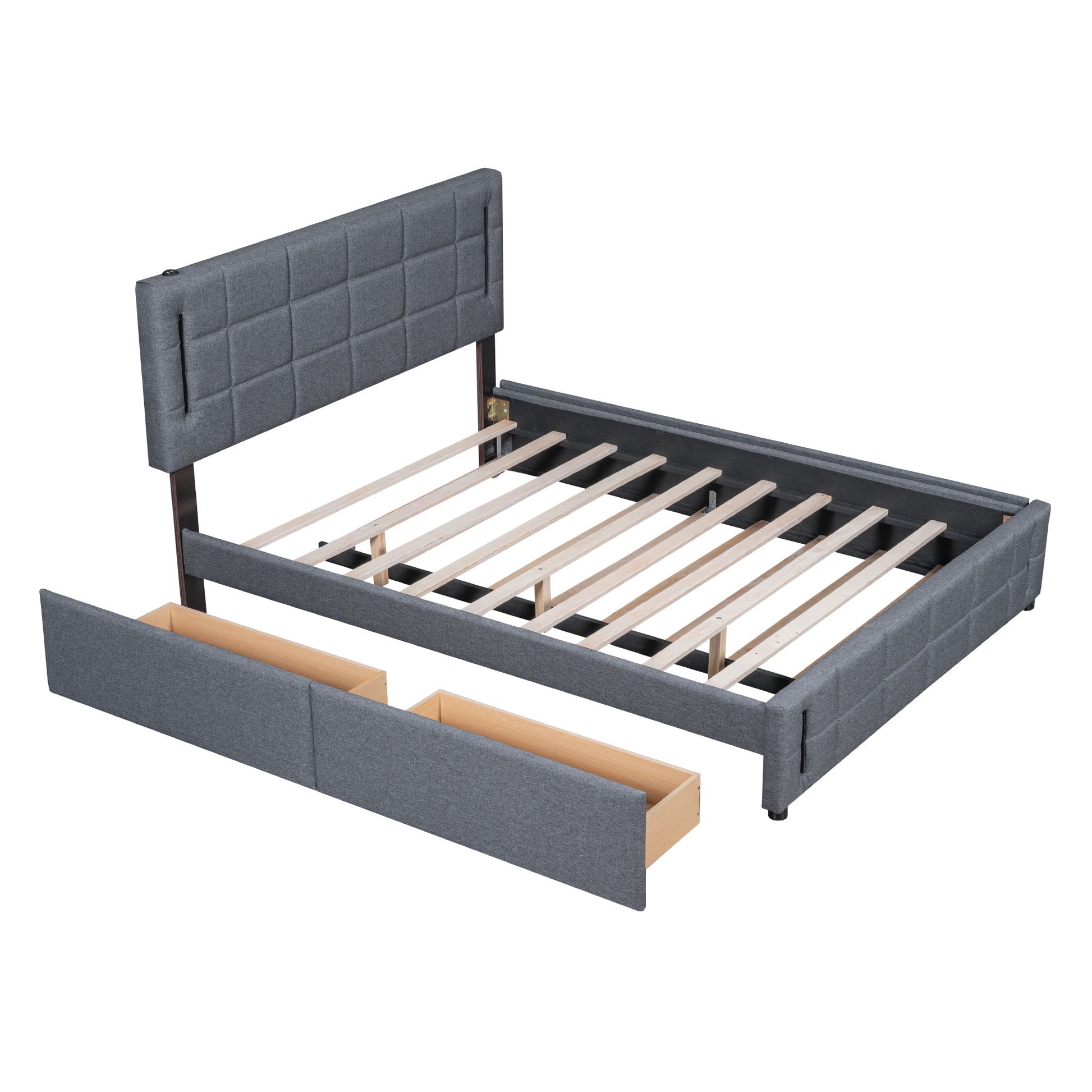 Upholstered Platform Bed With Trundle & Drawers - The Sleep Loft - Online Mattress Showroom NYC