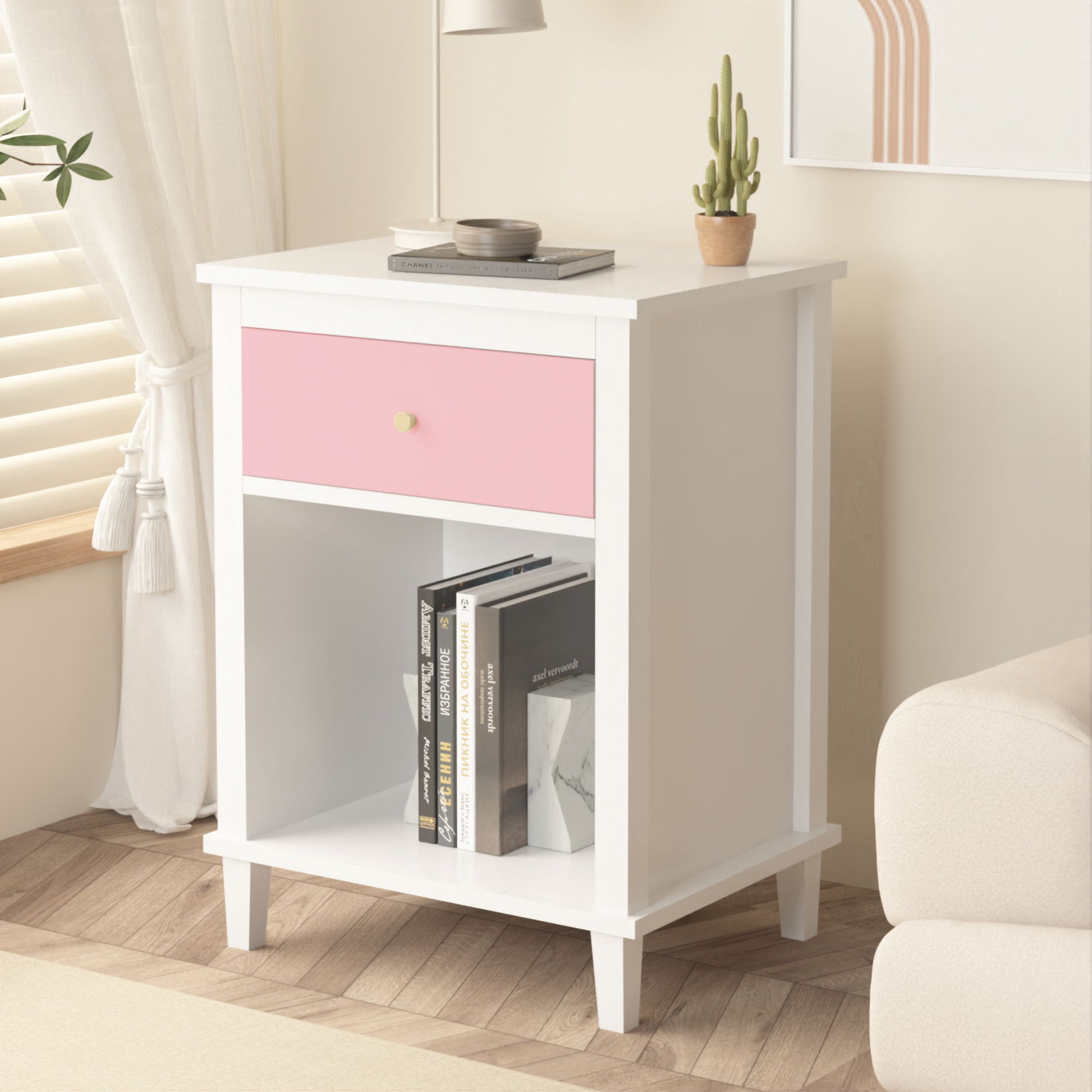 Nightstand With 1 Drawer 1 Shelf - The Sleep Loft - Online Mattress Showroom NYC