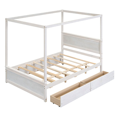 Canopy Platform Bed With Drawers, Support Slats, No Box Spring Needed - The Sleep Loft - Online Mattress Showroom NYC